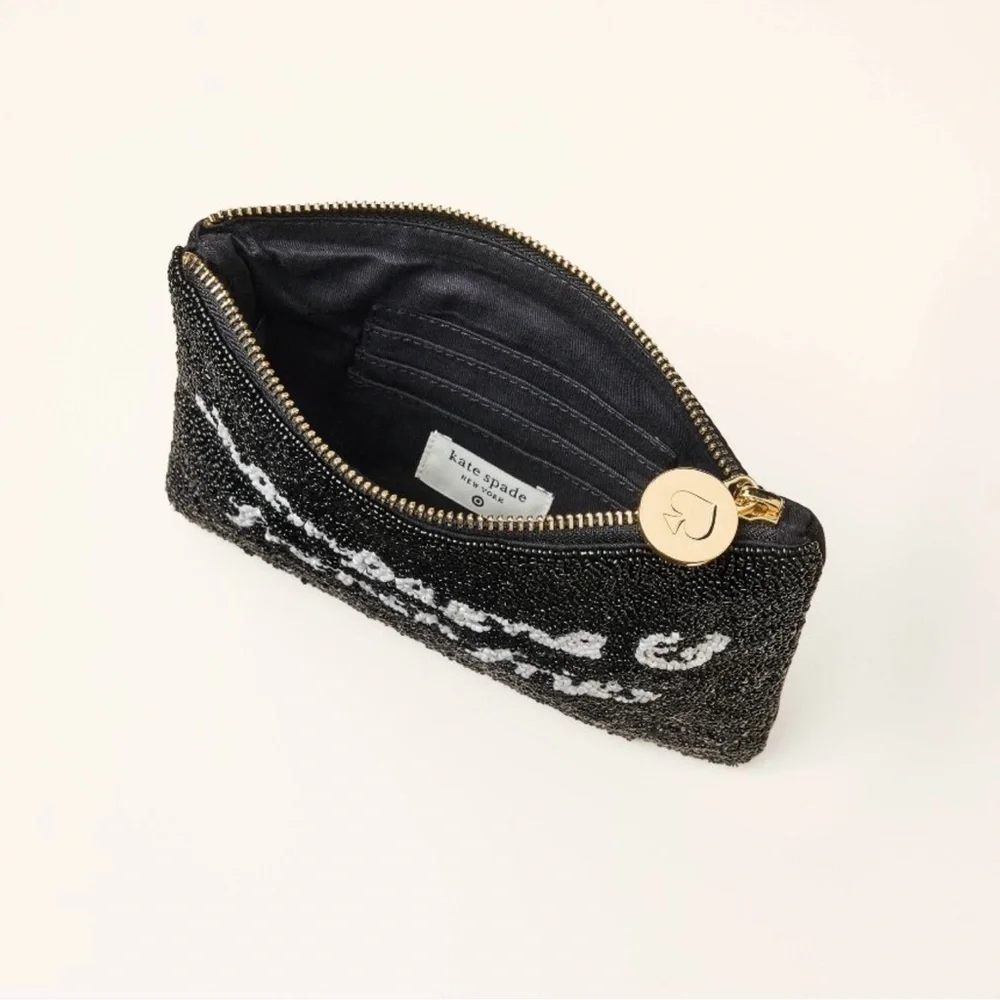 NWT Kate Spade Target New York - Champagne & French Fries Beaded Clutch Black - Picture 9 of 11